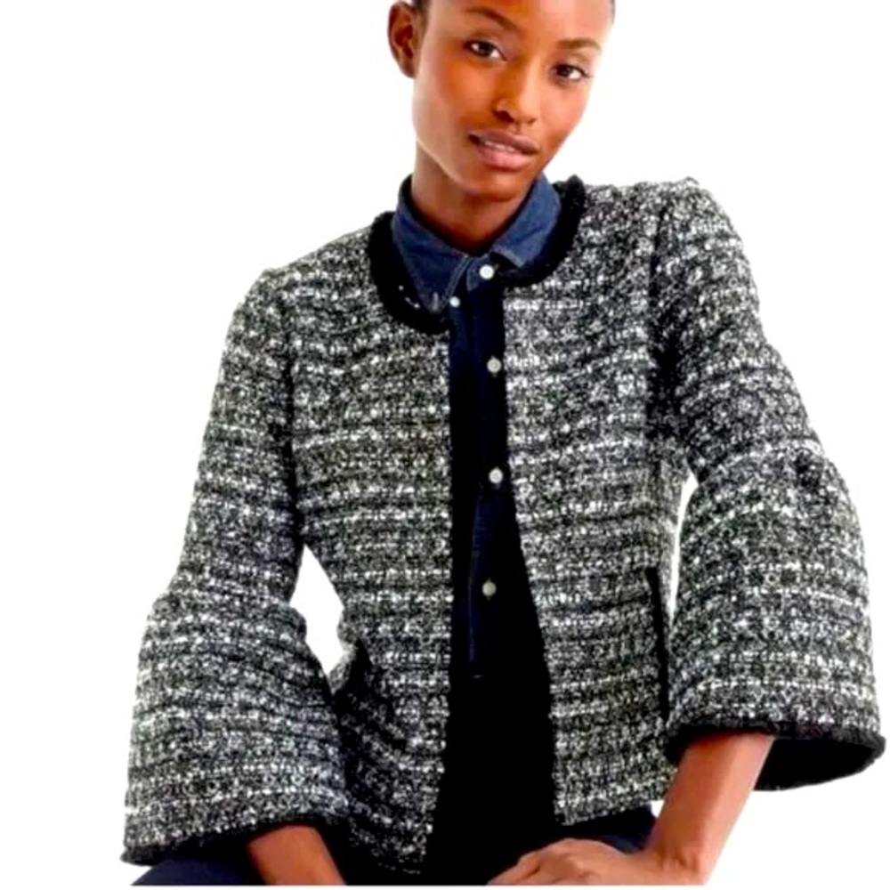 J Crew Lady Jacket Tweed Bell Sleeves 4